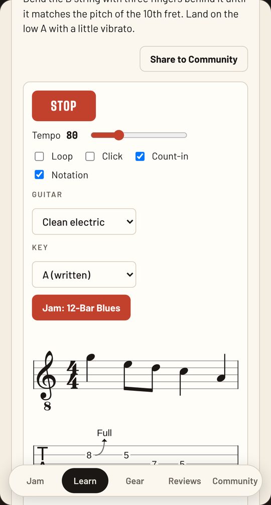 Lick lesson with notation and tab